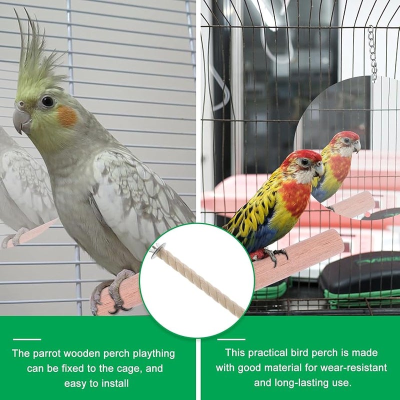 Natural Wood Bird Perch Paw Grinding Stick 14Cm for Parakeets Cockatiels Small Birds - Image 2